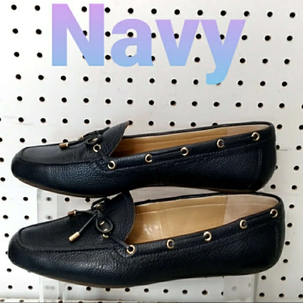 Talbots | dark Blue Navy Shoes | Women's Flat Leather Bow Comfort Cushioned